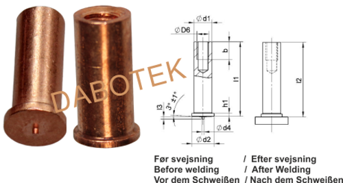 IT Tapped Stud M4-Ø6x8 Material Mild Steel 4.8 acc. EN ISO 13918