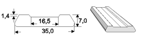 Keramisk Backing i Skinne 600X35 Flad fuge 1,4-1mm