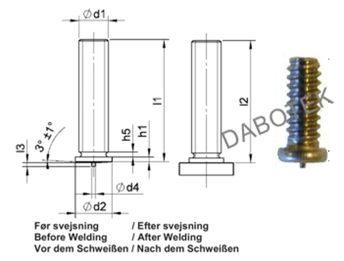 PT Threaded Stud M3x16 Matr. SS304; DIN 13918