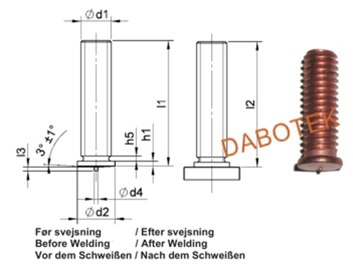 PT Threaded stud M5x10  Material Mild Steel 4.8 acc. EN ISO 13918