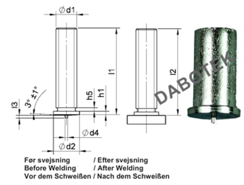 UT Unthreaded Stud Ø3x16 Matr. SS316